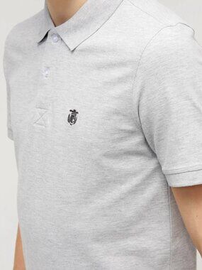 NWOT Selected SLHARO EMBROIDERY - Polo shirt - light gray 94% coton
